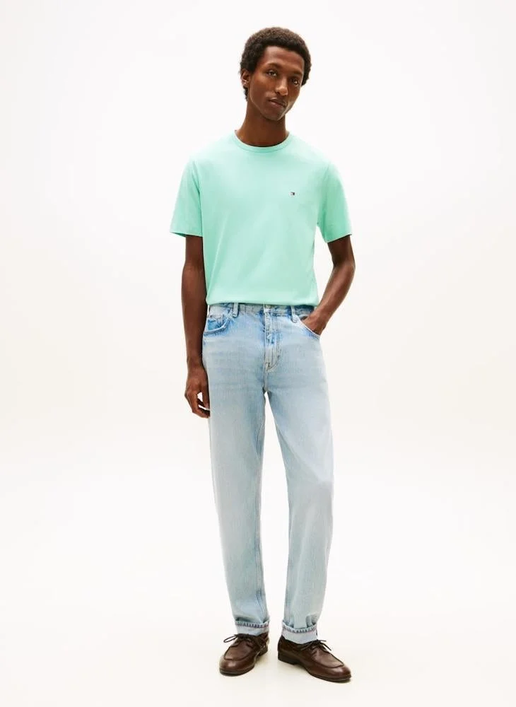 Tommy Hilfiger Arctic Aqua Flag Embroidery Crew Neck T-Shirt for Men | Best Price UAE