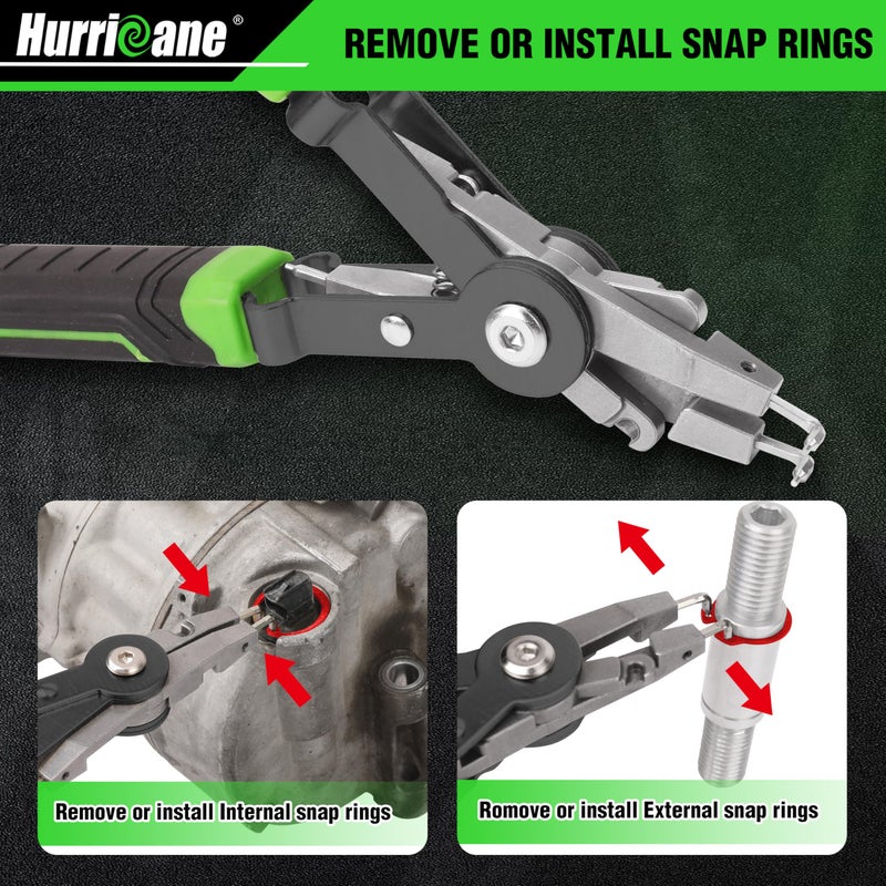 HURRICANE 8" Quick Turn Snap Ring Pliers with Interchangeable Tips, Straight and 90Â° Curved Tips, HRC40-45 Hardness, Includes 4 Pairs of Tips for Precision Work, Ideal for Car Repair & Construction - Image 5