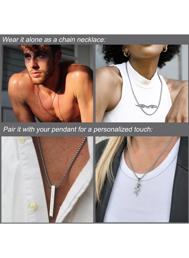 SANNYRA 5mm 16 To 38In Stainless Steel Rolo Chain Necklace Crude Chain Necklace for Men Women Jewelry, 24 Inches, Stainless Steel, No Gemstone - Image 2