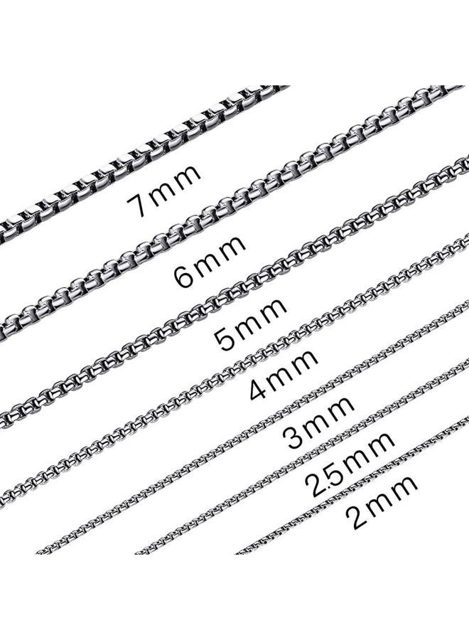 SANNYRA 5mm 16 To 38In Stainless Steel Rolo Chain Necklace Crude Chain Necklace for Men Women Jewelry, 24 Inches, Stainless Steel, No Gemstone - Image 1