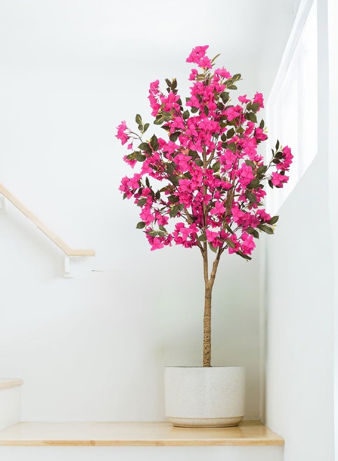Bolivia's Artificial Tree - Tall Potted Fake Bougainvillea, Lifelike Faux Plant with Wood Trunk & Pink Flowers, for Outdoor, Indoor, Office, Wedding, and Home Decor - Image 2