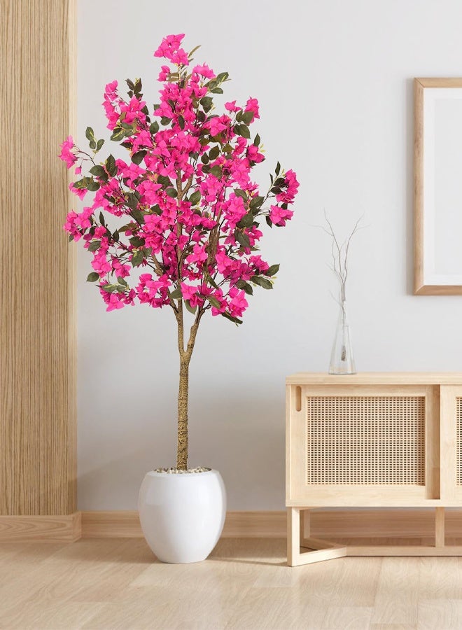Bolivia's Artificial Tree - Tall Potted Fake Bougainvillea, Lifelike Faux Plant with Wood Trunk & Pink Flowers, for Outdoor, Indoor, Office, Wedding, and Home Decor - Image 1