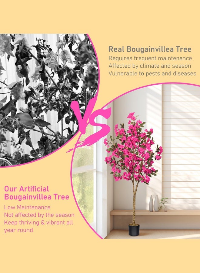 Bolivia's Artificial Tree - Tall Potted Fake Bougainvillea, Lifelike Faux Plant with Wood Trunk & Pink Flowers, for Outdoor, Indoor, Office, Wedding, and Home Decor - Image 4