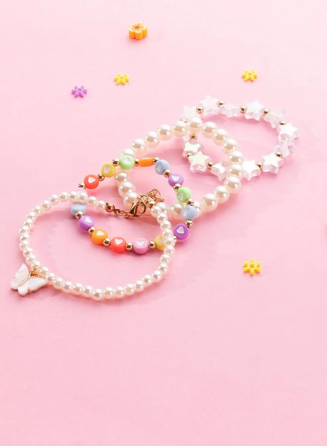Take Two  Pack of 4 - Multi-Color Pearl and Charm Bracelet for Women | Best Price UAE