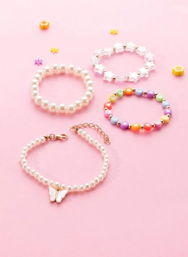 Take Two  Pack of 4 - Multi-Color Pearl and Charm Bracelet for Women | Best Price UAE