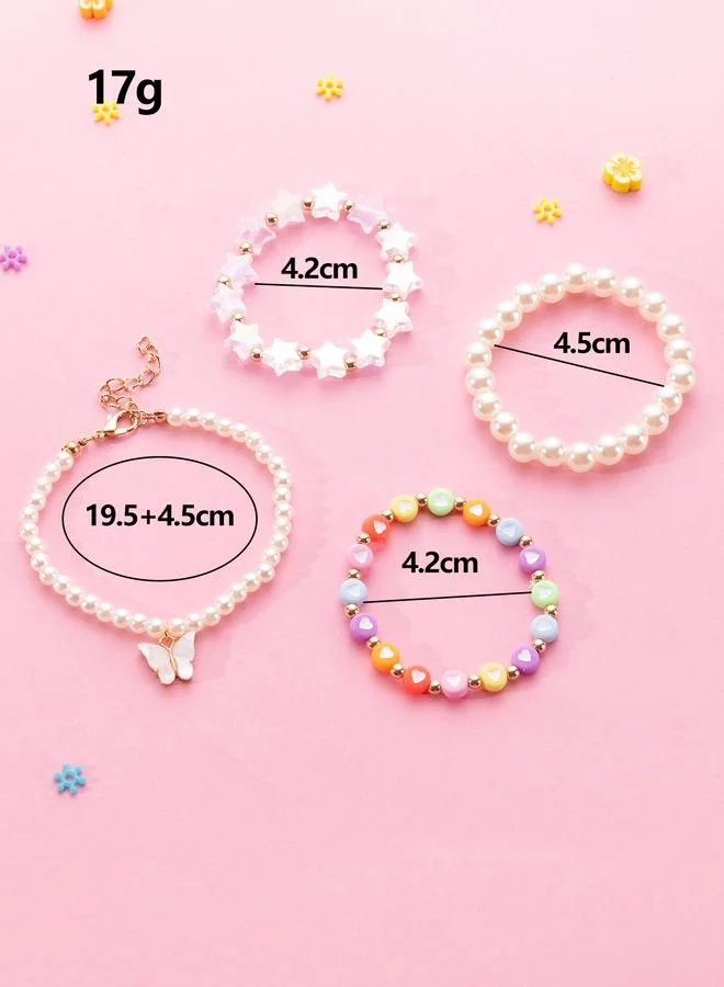 Take Two  Pack of 4 - Multi-Color Pearl and Charm Bracelet for Women | Best Price UAE