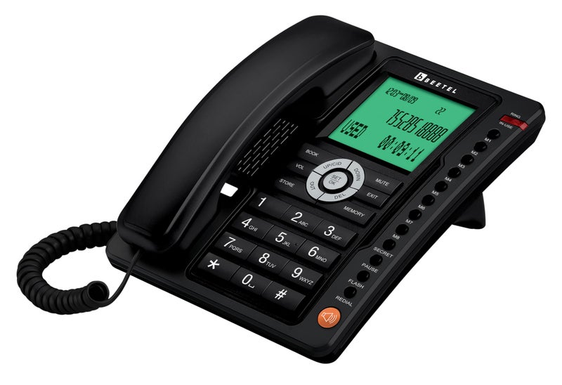 Beetel M95 CLI Landline with 16 Digit Large LCD Display,Two-way Speaker Phone,LED indication,8 single & 10 Double touch Memory,Ringer Vol control,Alarm,Baby Call Function,Desktop/Wall Mountable(Black) - Image 4