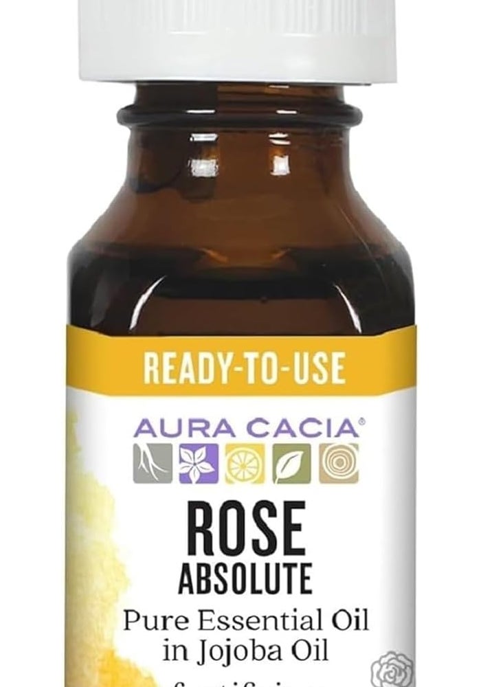Aura Cacia Rose Absolute Essential Oil with Jojoba - 0.5 Fl Oz (15 mL) - Image 1