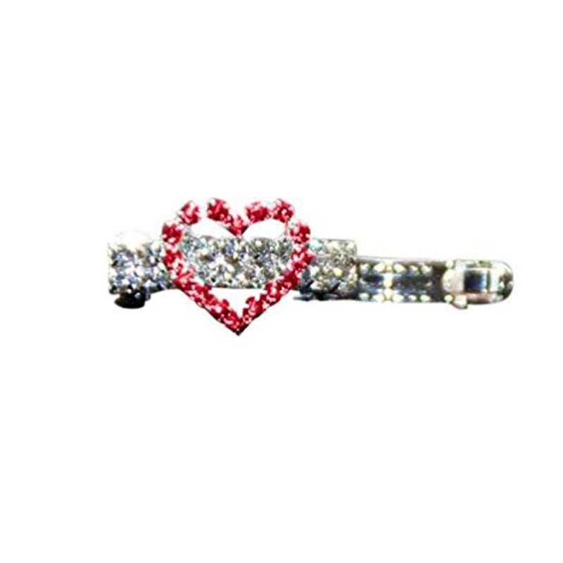 Emily Pets Heart with Stone Hair Clips Crystal Pet Hairpin Cute Hair Clips for Cats Dogs Pet Hair Grooming Pet Hair Accessories Red - Image 1