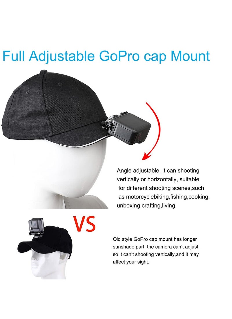 SYOSI - SYOSI Action Camera Baseball Cap Mount, Baseball hat Mount for Action Camera, Adjustable Mount Compatible with GoPro 5 Session Hero 9/8/7/6/5/4/3 Plus/3/2/1/DJI OSMO Action Cameras (Black) - Image 1