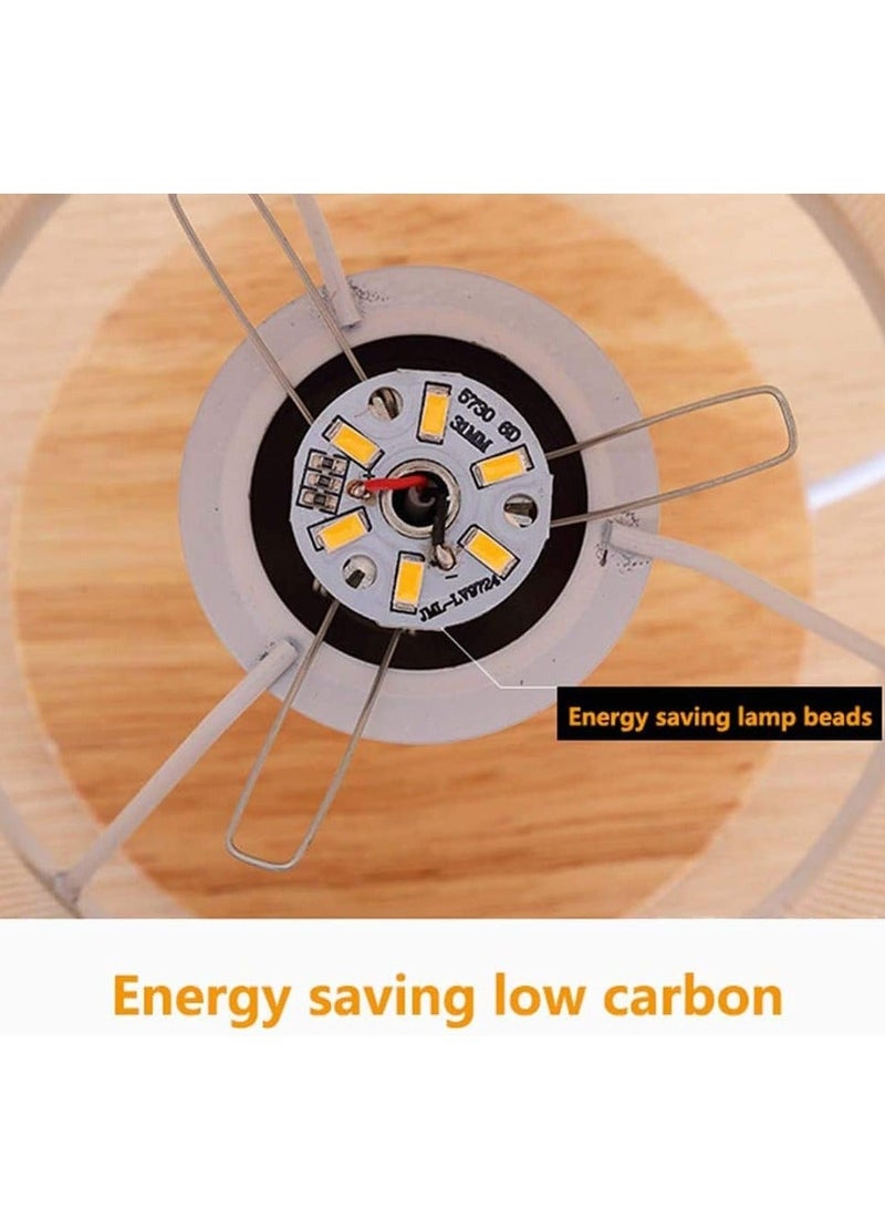 DUNISO Bedside Table Lamp, USB Switch Cable LED Bedrooms Lamps, Nightstand Desk Lamp, Minimalist Solid Wood Round Base With Fabric Shade - Image 4