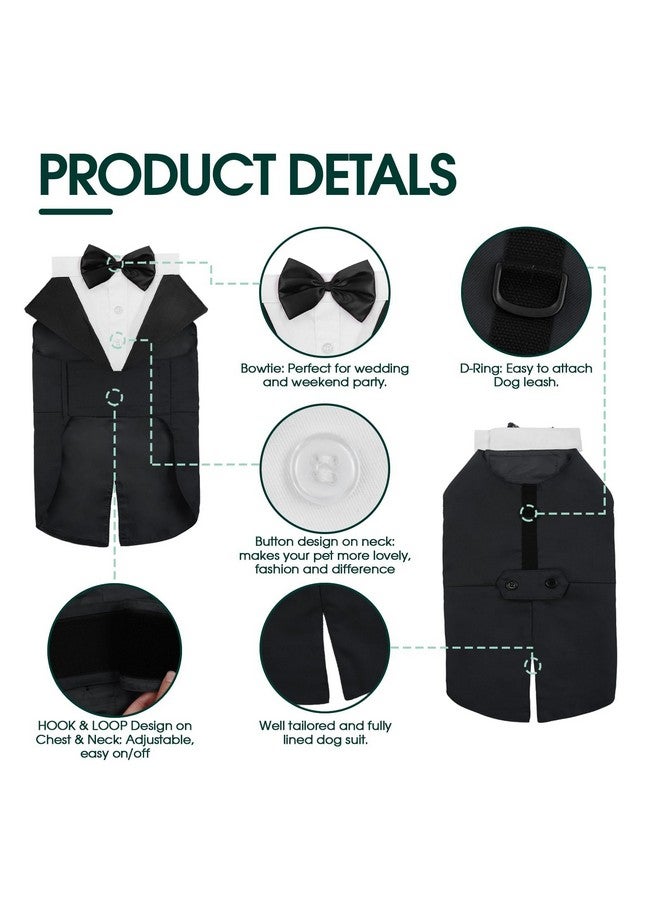 كوسر طقم بدلة سهرة مع وشاح للكلاب من كووزر، زيّ لحفلات الزفاف، قميص بربطة عنق على شكل فيونكة للأمير، مناسب للكلاب الكبيرة والمتوسطة، جولدن ريتريفر، سامو، بولدوغ - Image 3