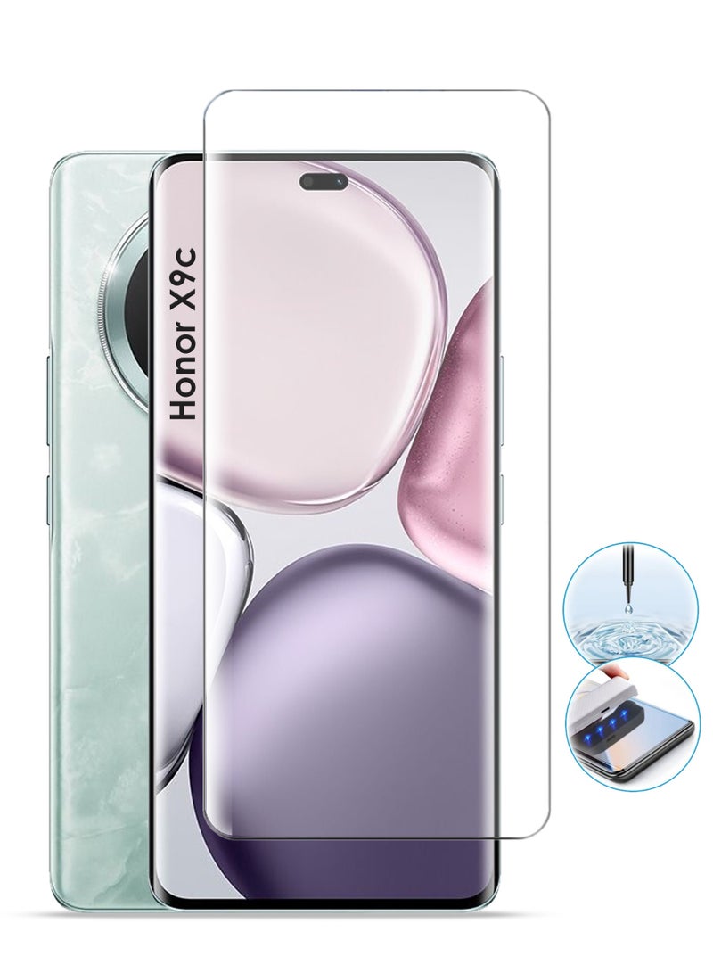 REWO Honor X9C 5G Screen Protector - UV Advanced Full Screen Tempered Glass For Honor X9C, Full Adhesive UV Curved Case Friendly HD Clarity With Installation Kit, High Transparency, Delicate Touch, Anti-Explosion, Smooth Arc Edges - Image 1