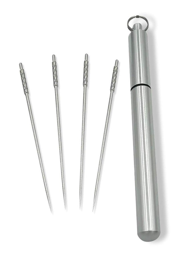 ORAPICH 4 Pieces Titanium Toothpicks Set With Stainless Toothpick Holder for Keychain-Portable Outdoor Non-Toxic Reusable Toothpicks- Ideal for Camping, Fruit Picks,Pill Container- Great Christmas Giveaways - Image 1