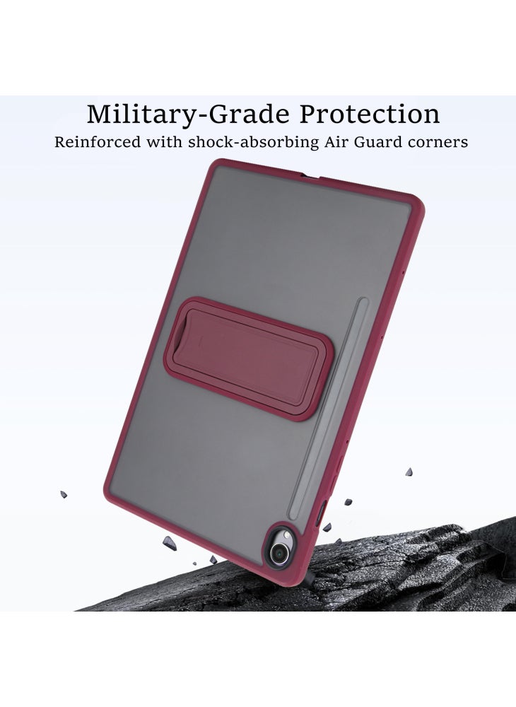 For Samsung Galaxy S10 FE/S9 FE/S9 Case with Kickstand TPU+PC Skin-Touch Tablet Cover - Wine Red - Image 5