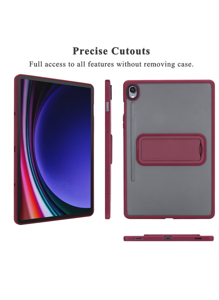 For Samsung Galaxy S10 FE/S9 FE/S9 Case with Kickstand TPU+PC Skin-Touch Tablet Cover - Wine Red - Image 4