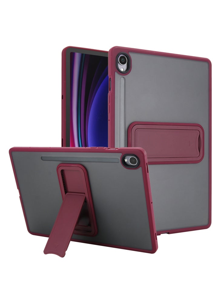 For Samsung Galaxy S10 FE/S9 FE/S9 Case with Kickstand TPU+PC Skin-Touch Tablet Cover - Wine Red - Image 1