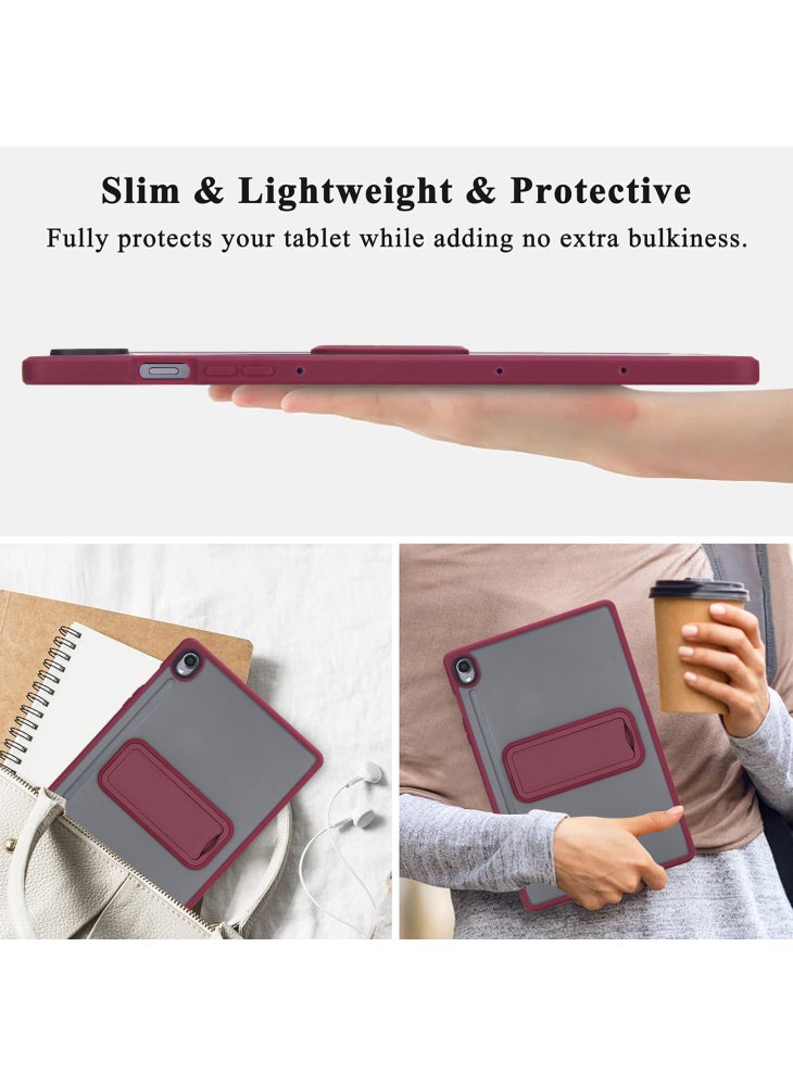 For Samsung Galaxy S10 FE/S9 FE/S9 Case with Kickstand TPU+PC Skin-Touch Tablet Cover - Wine Red - Image 3