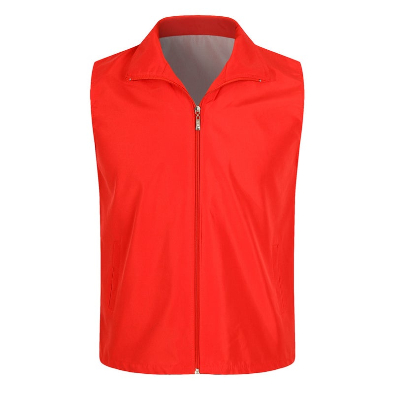 Generic Volunteer Vest Custom Printing Logo Supermarket Work Clothes Public Service Advertising Shirt Reflective Strip Vest DIY Windbreaker Red 