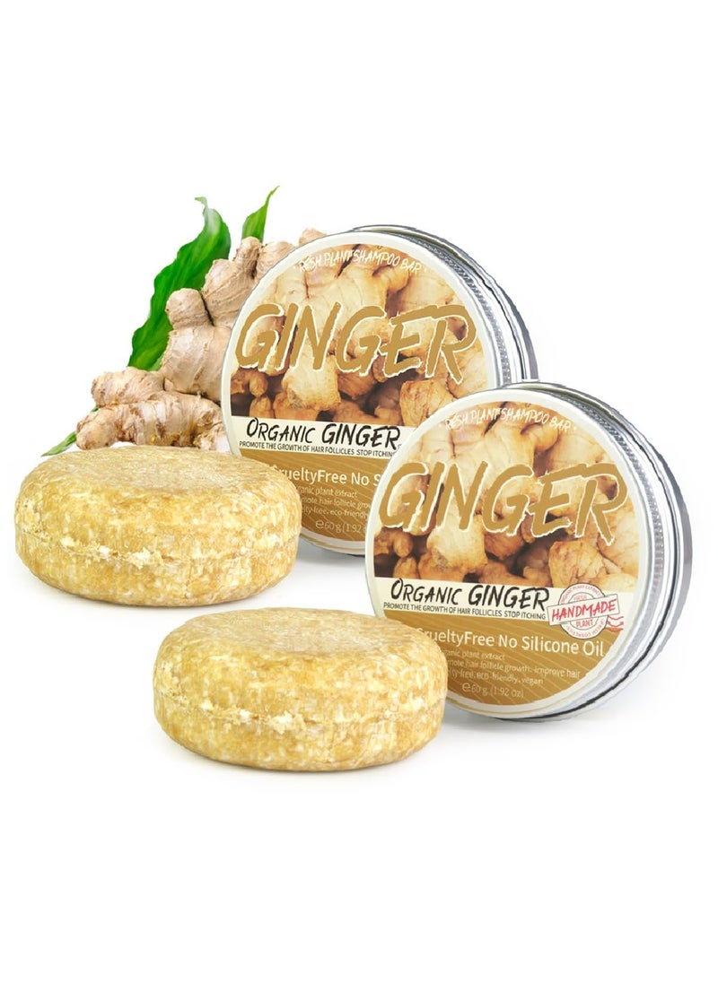 wenfeng 2 Pcs Ginger SoapGinger Hair Regrowth Shampoo Bar NaturalOrganicPromotes Hair Growth for Men and Women 