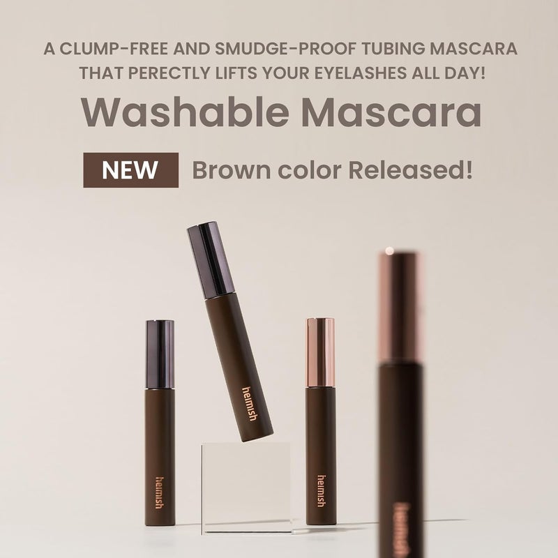 HEIMISH Dailism Smudge Stop Mascara, Curling & Lengthening, Long-lasting, Waterproof, Smudge-proof, Non-Clumping, Washable Cleansing Korean Mascara, 0.32oz/9g - Brown Curling - Image 2
