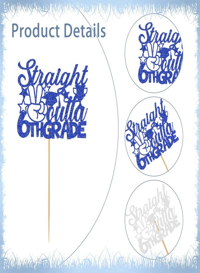 RUBOAOA 2026 Graduation Cupcake Toppers, 40 Pcs 6th Grade Graduation Cupcake Toppers, Blue Glitter Congrats Grad Cake Decor for Middle School Graduation Celebrations End of School Year Gatherings - Image 4