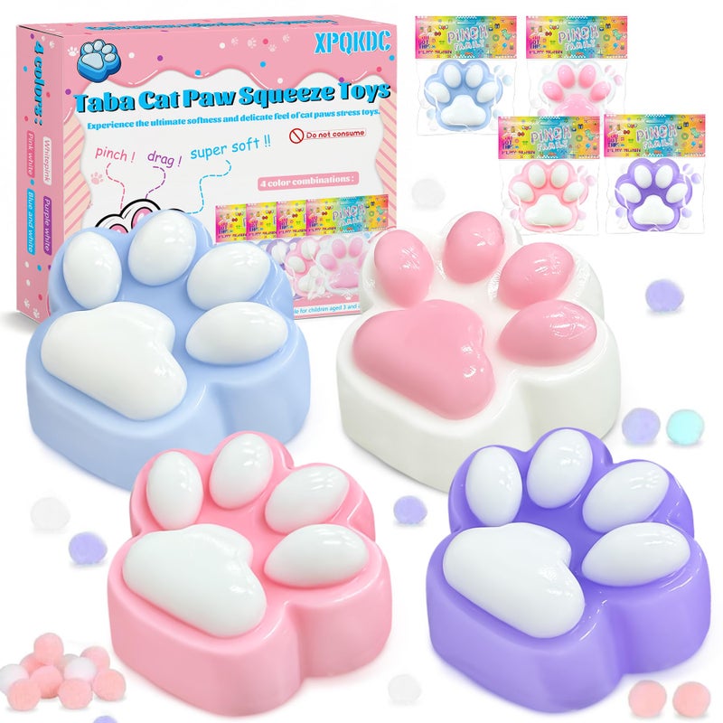 XPQKDC Stress Relief Toy Taba Cat Paw 4Pcs Squeeze Toy Paw Cute Sensory Toys Handmade Soft Silicone Sticky Toys Bouncy Stress and Relaxation Toy Stretchable Springy Cat Paw Gifts for 310 Year Old Girl - Image 2