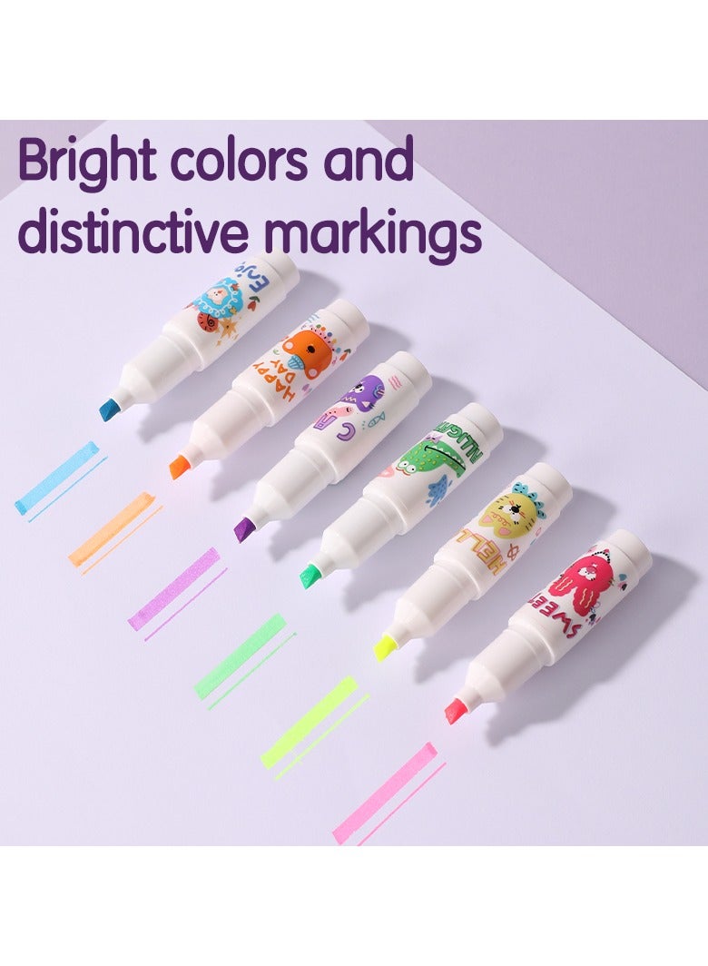 ديلي أقلام تمييز لطيفة EU612 برأس 1–4مم، 6 ألوان – مثالية لتدوين الملاحظات المدرسية والدراسة الممتعة - Image 2