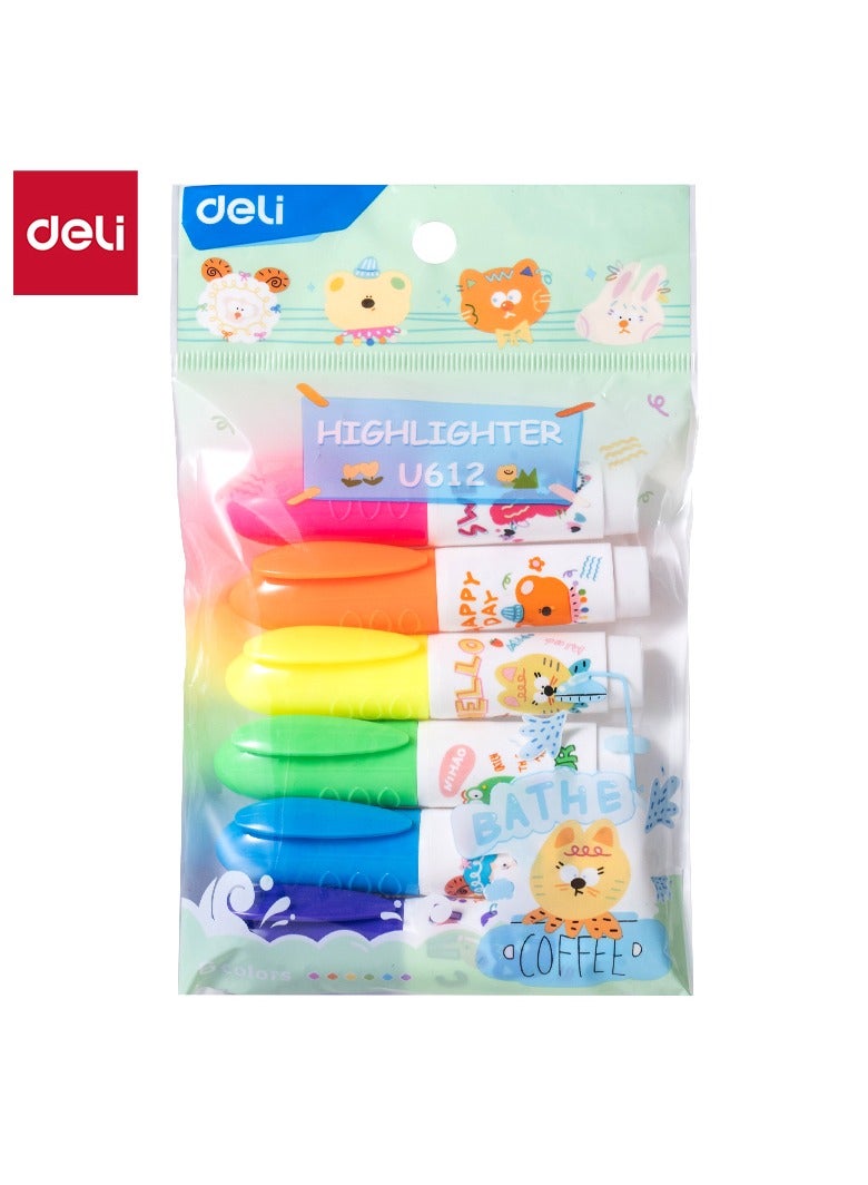 ديلي أقلام تمييز لطيفة EU612 برأس 1–4مم، 6 ألوان – مثالية لتدوين الملاحظات المدرسية والدراسة الممتعة - Image 1