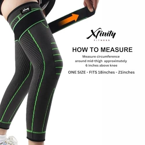 Xfinity Fitness knee caps support sleeve for men and women for pain relief |full leg compression sleeve | ideal for arthritis, Pain Relief, Sports (pack of 2) - Image 5