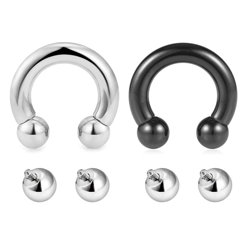 Mayhoop 10G 2pcs Internally Threaded Circular Horseshoe Barbells Stainless Steel Body Piercing Jewelry 12mm - Image 1