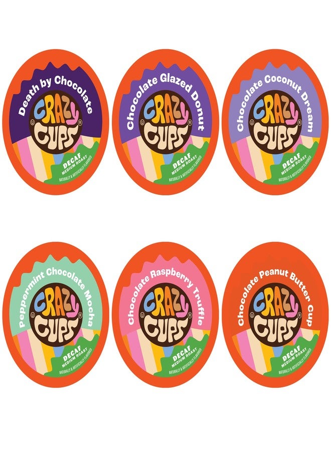 Crazy Cups Decaf Chocolate Coffee Pods Variety Pack, Chocolate Flavored Decaf Coffee For Keurig K Cup Machines, (Pack of 1, 24 Count Total) - Image 1