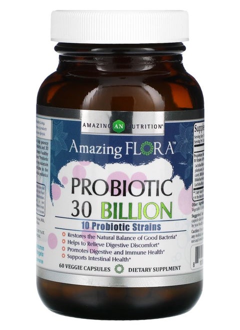 Amazing Flora Probiotic 30 Billion CFU 60 Veggie Capsules