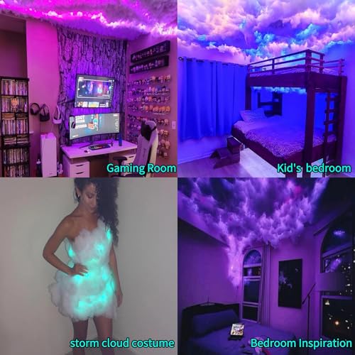 Neptten Cloud LED Lights for Ceiling 3D Thunder Clouds Light Music Sync LED Storm Cotton Kits with Multicolor Changing Strip Thundercloud DIY Set for Gaming Room Basement dcor 115 Ft - Image 3