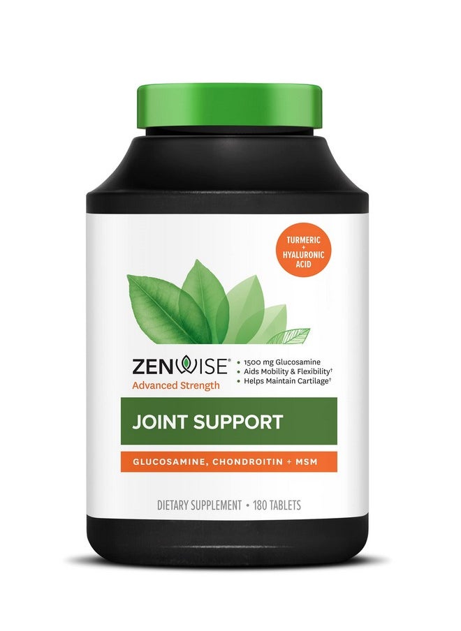 Zenwise Health - Zenwise Glucosamine Chondroitin Msm Joint Support Supplement With Turmeric Curcumin For Hands Back Knee And Joint Health Advanced Relief For Bone And Joint Flexibility And Mobility 180 Tablets - Image 1