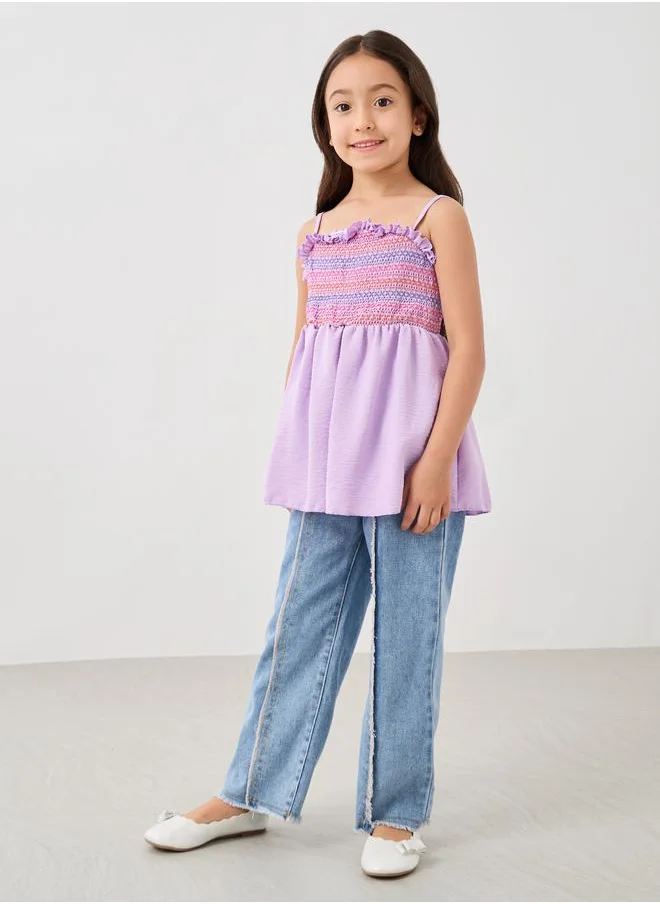 Styli Styli Wide Leg Jeans with Pintuck Detail
