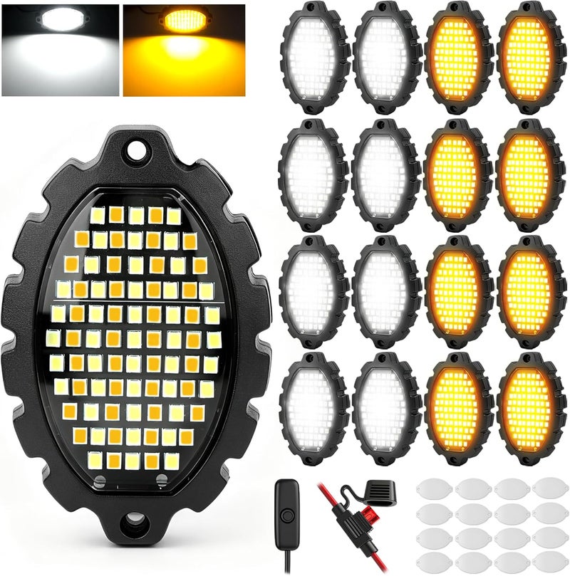 أضواء من نوع “Pods Metal” مكونة من 1328 مصباح LED بألوان بيضاء وبرتقالية، مقاومة للماء، مصنوعة من الألمنيوم، مناسبة للشاحنات والمركبات الرياضية والدراجات النارية وسيارات الدفع الرباعي (SUV)، سهلة التركيب والاستخدام. - Image 1