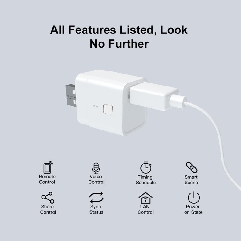 محول USB ذكي أبيض بحجم الجيب - شاحن USB مع تحكم عن بعد عبر التطبيق لأتمتة المنزل الذكي - متوافق مع التحكم الصوتي عبر Google Home للاستخدام مع الأجهزة المحمولة - Image 3