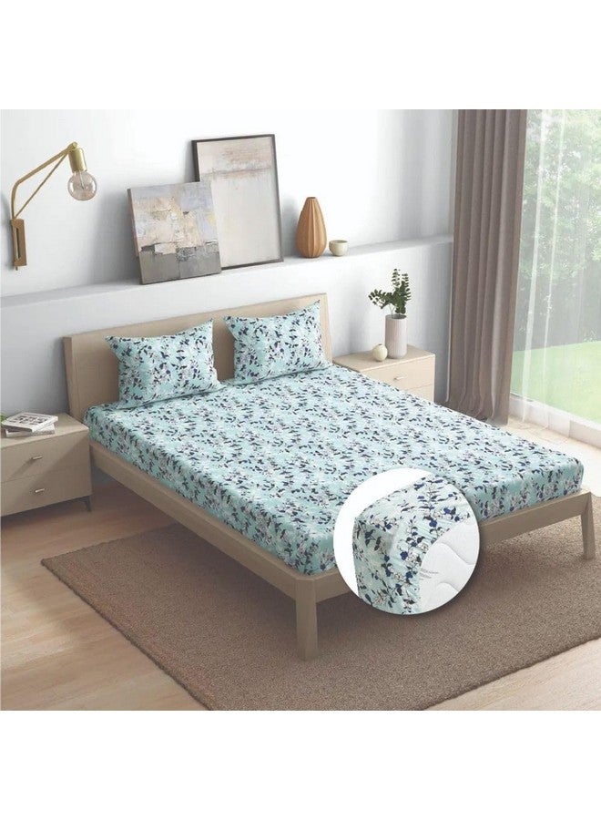 Wakefit Cotton Fitted Bedsheet | 144 TC Elastic Fitted Sheet, King Bed Bedsheet with 2 Pillow Covers | Cicely - 78x72 inches - Image 1