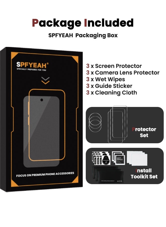 SPFYEAH [3+3 Pack] Honor X9d Screen Protector with Camera Lens Protector, [9H Hardness][Touch Sensitive][Fingerprint Unlock][Anti Scratch][Bubble Free][Case Friendly] HD Protector Set for Honor X9d 5G 6.79 inch (Boxed, 3+3 PCS) - Image 3