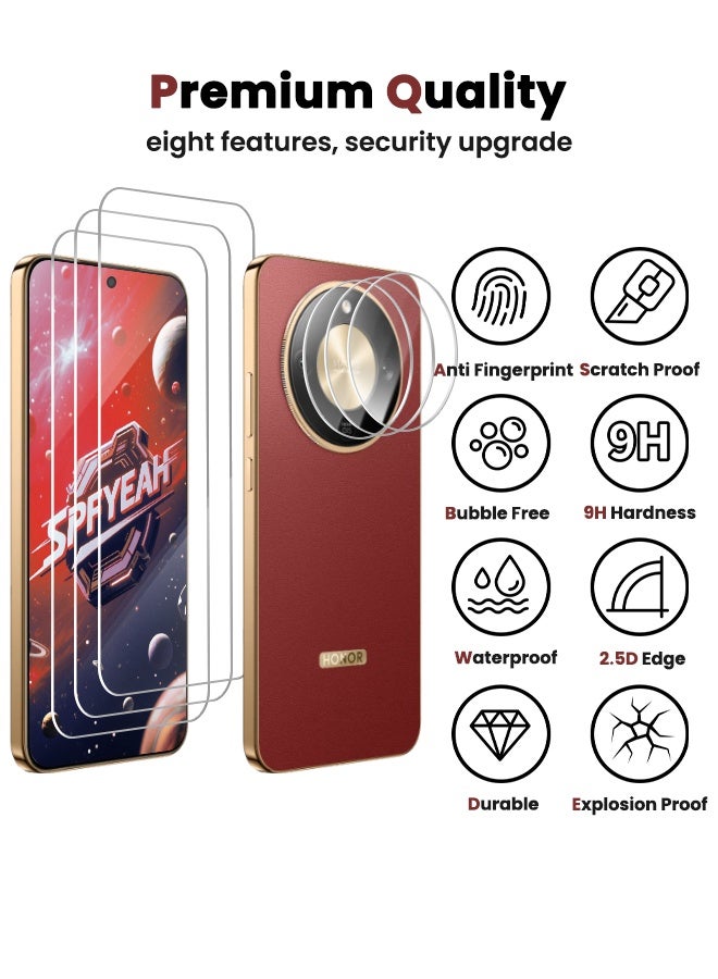 SPFYEAH [3+3 Pack] Honor X9d Screen Protector with Camera Lens Protector, [9H Hardness][Touch Sensitive][Fingerprint Unlock][Anti Scratch][Bubble Free][Case Friendly] HD Protector Set for Honor X9d 5G 6.79 inch (Boxed, 3+3 PCS) - Image 4