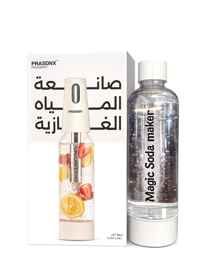 PRASONX Portable Soda Maker Bottle, Sparkling Water Maker, 1L Carbonated Drink Maker with Fruit Infuser, With (10 Capsules) - Image 2