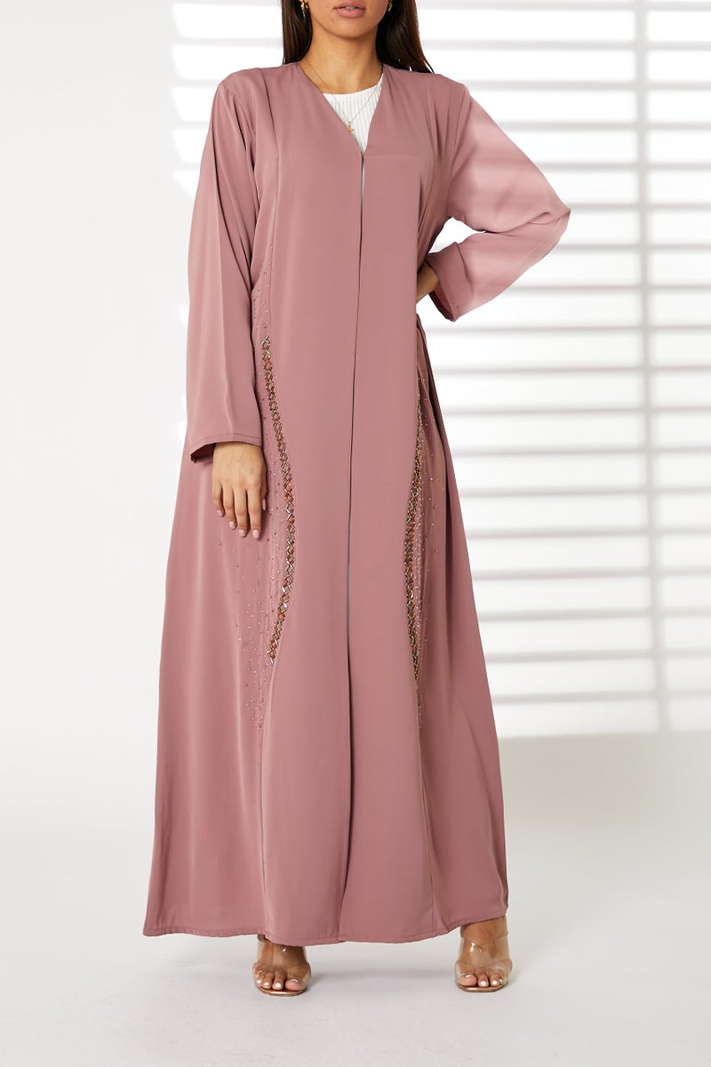 Moistreet Embroidered Open Front Abaya - Image 2