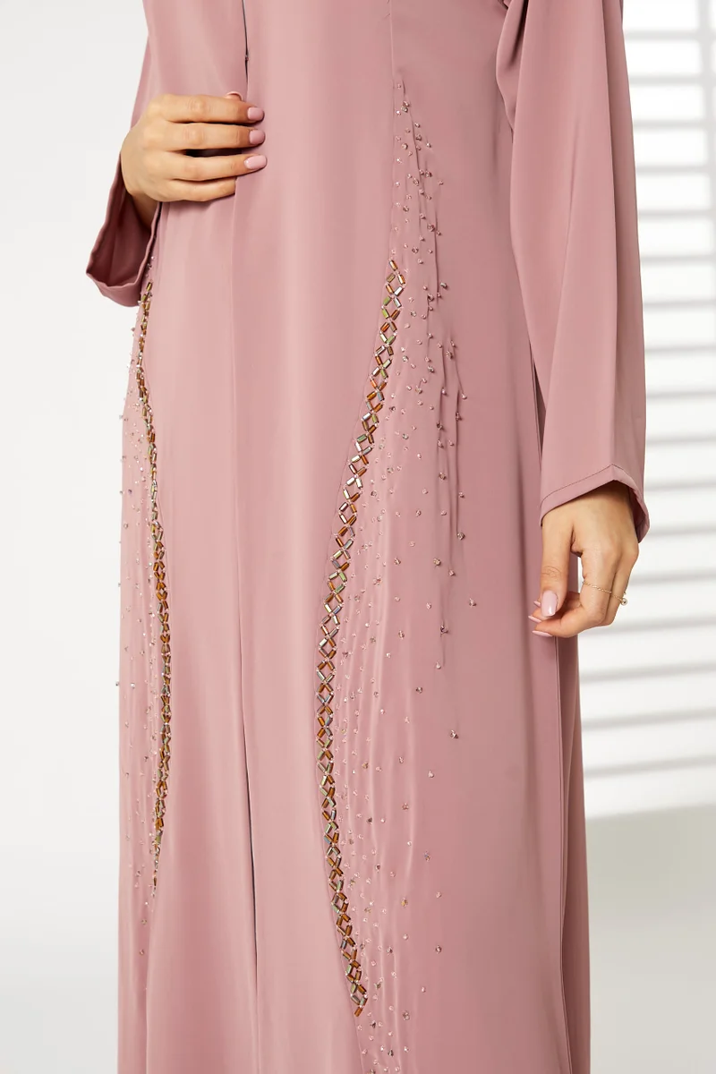 Moistreet  Embroidered Open Front Abaya for Women | Best Price UAE