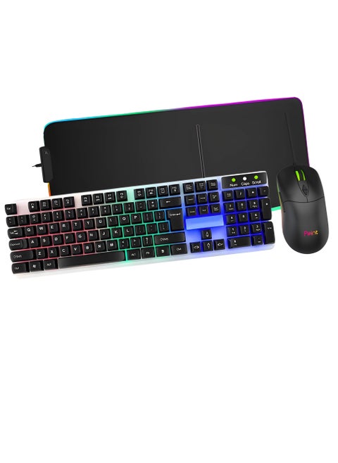 point combo gaming rgb Mouse and Keyboard with Mouse Pad black
