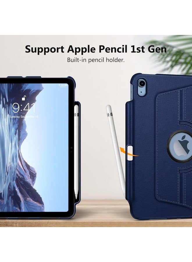 إلترازون "Navy Blue iPad Air 10.9-Inch Case (5th Gen 2022 / 4th Gen 2020) – Rotating Stand Cover with Pencil Holder & Auto Sleep/Wake Feature" - Image 4