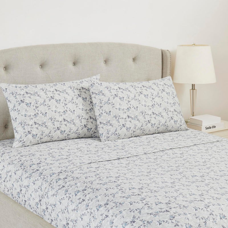 Modern Threads Silky Soft Microfiber and Wrinkle Free Sheets - Luxurious Microfiber Bed Sheets Includes Flat Sheet, Fitted Sheet with Deep Pockets, & Pillowcases Kashmir Rose Blue, Full - Image 2