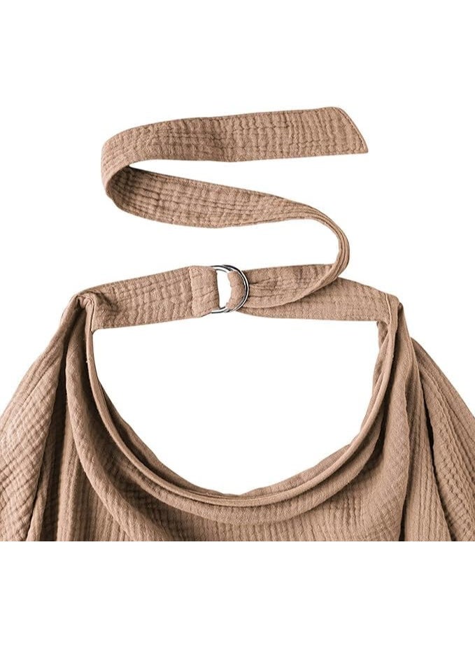 Muslin Nursing Cover for Baby Breastfeeding, Breathable Cotton Breastfeeding Cover with Rigid Hoop, Gentle on Skin, Breathable, 360° Full Coverage, for Mother Nursing Apron, Brown - Image 4