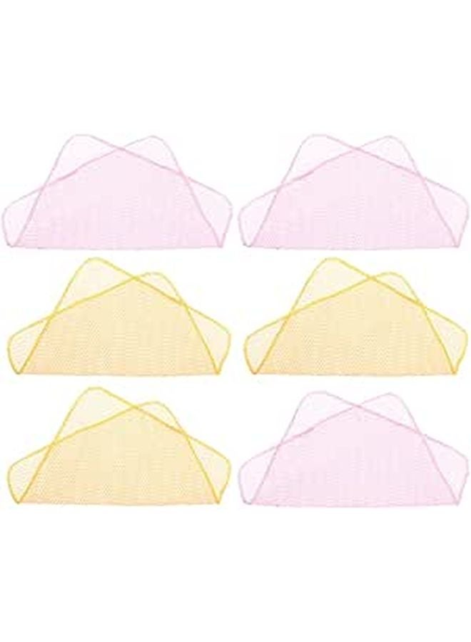 6 Pack Yellow And Pink Mesh Dish Washing Cloths Non Stick Oil Household Cleaning Rags - Image 1