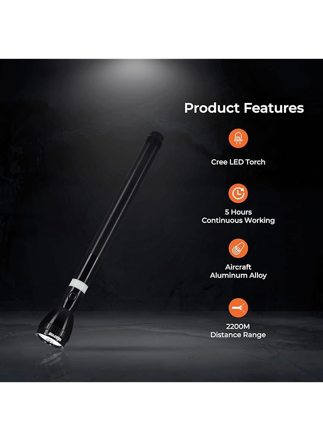 GEEPAS Rechargeable LED Flashlight Torch for Outdoor Activities 357 mm Size - Image 2